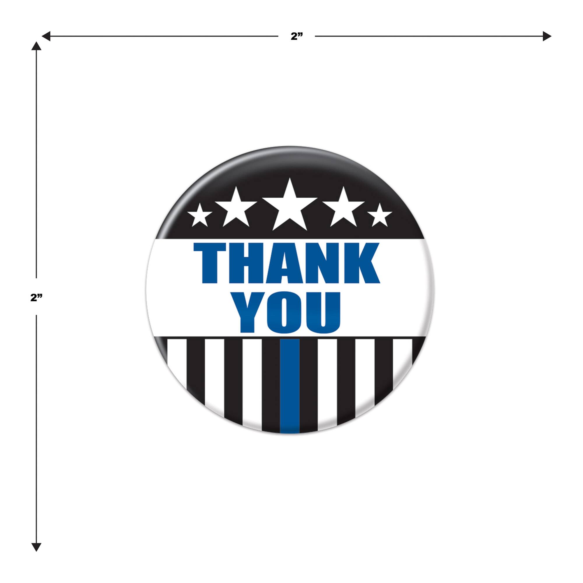 Beistle 2" Blue Stripe Thank You Law Enforcement Buttons, 6ct.